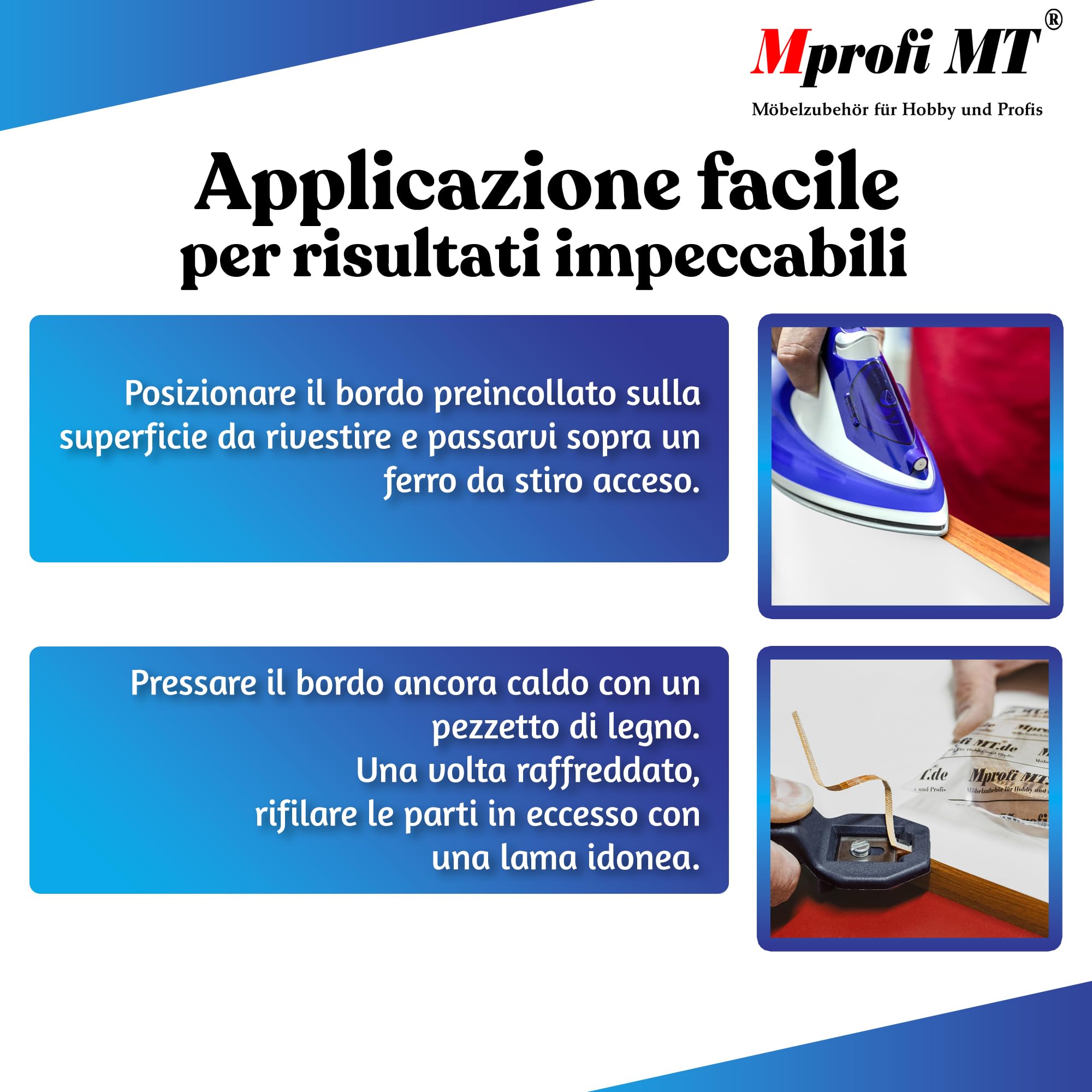 Mprofi MT® - Bordo Effetto Antracite | 22mm x 5m | Facile da Applicare | Bordo Cucina in Melaminico | Per Scaffali, Mobili e Pannelli | Termoadesivo Durevole | Spessore 0,50mm