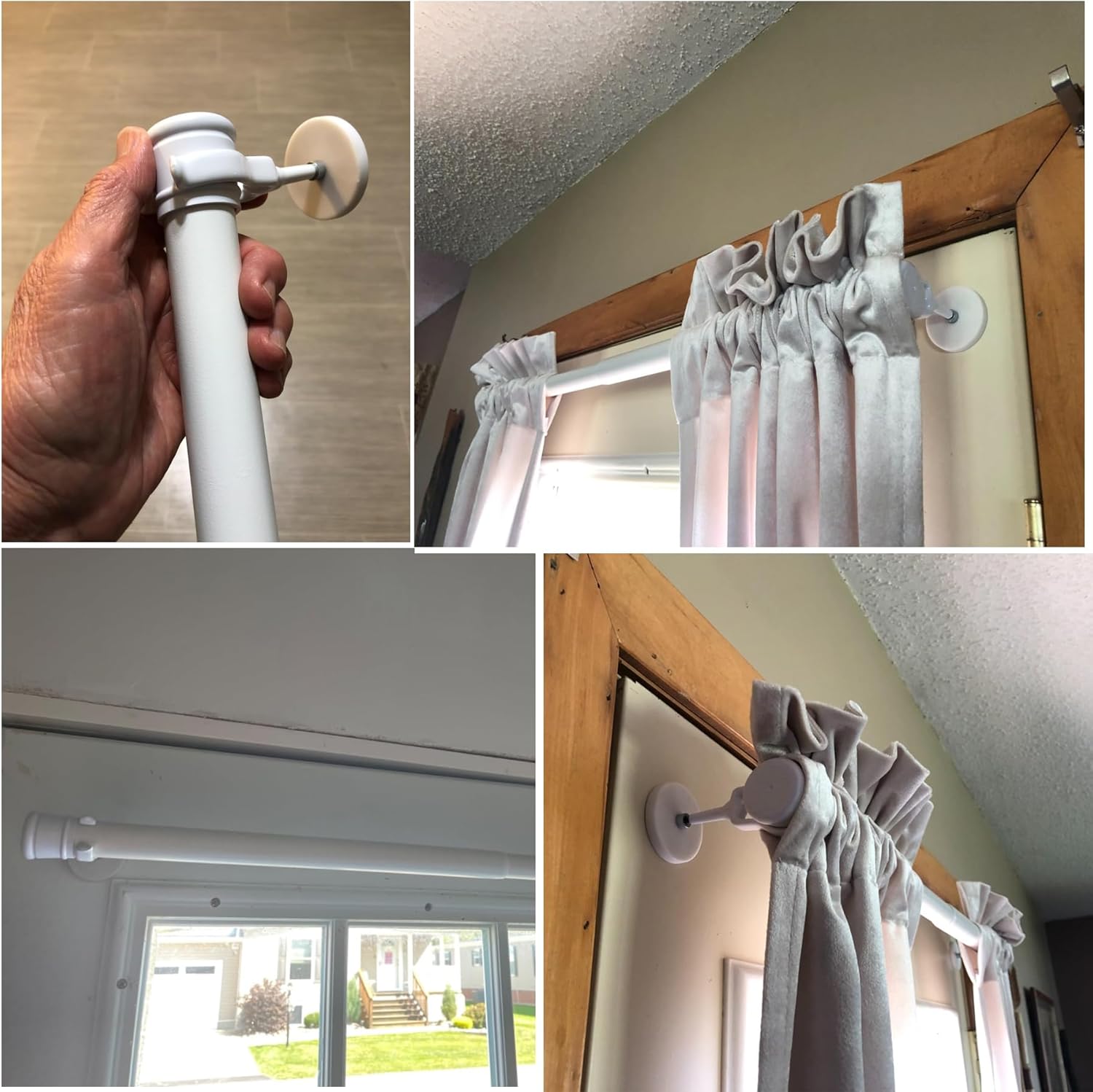 MUTUACTOR 2PCS Magnetic Curtains Rod,No Drilling Heavy-Duty Magnetic Door Curtains Rods White for Metal Doors,Adjustable Window Curtain Rods Anti-Slip Y-Clamp Magnet Curtain Rod Holder White