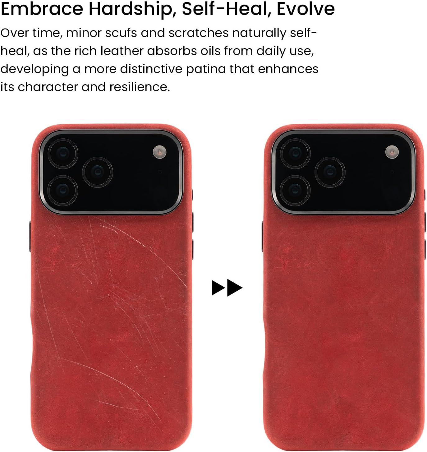 RustBend Leather Phone Case for iPhone 17 Pro 6.3", Battle-Worn Vintage Finish, Rugged Luxury, Compatible with MagSafe Wireless Charging, Handmade RustBend Crazy Horse Leather (Red) - Image 6