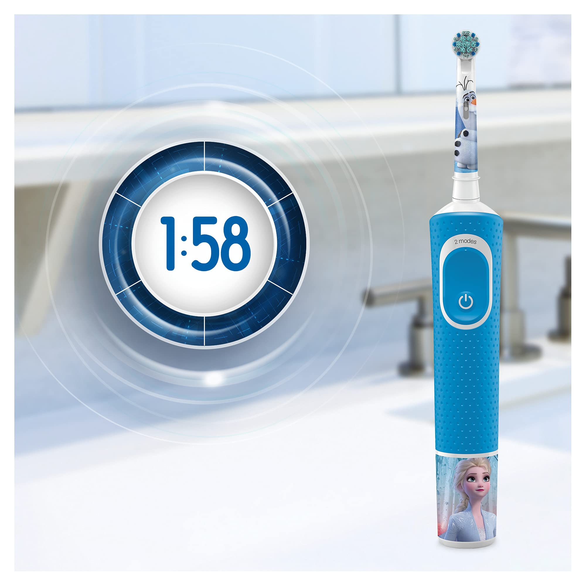 Oral-B Kids wiederaufladbare elektrische Zahnbürste von Braun, 1 Disney Frozen Handle (1 oder 2), ab 3 Jahren, Blau, 1 stück (1er Pack)