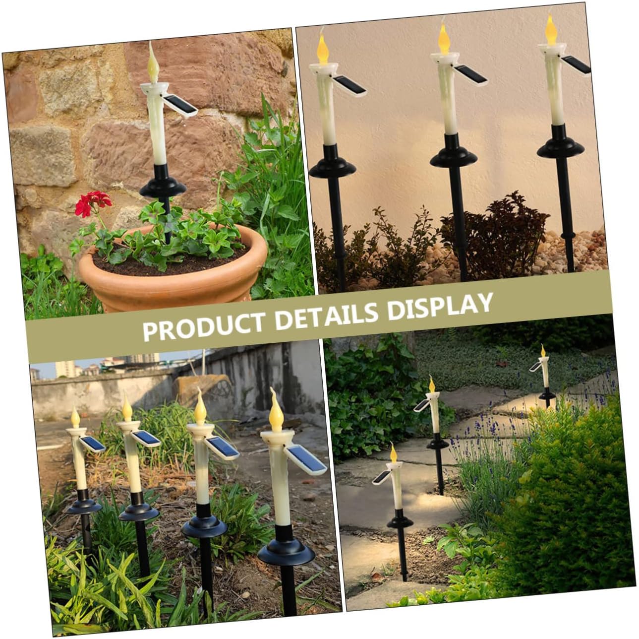 Tofficu 4pcs Solar Led Lawn Lamp Plastic Decorative Candle Light for Outdoor Garden Courtyard and Patio Easy Installation Elegant Design Lighting