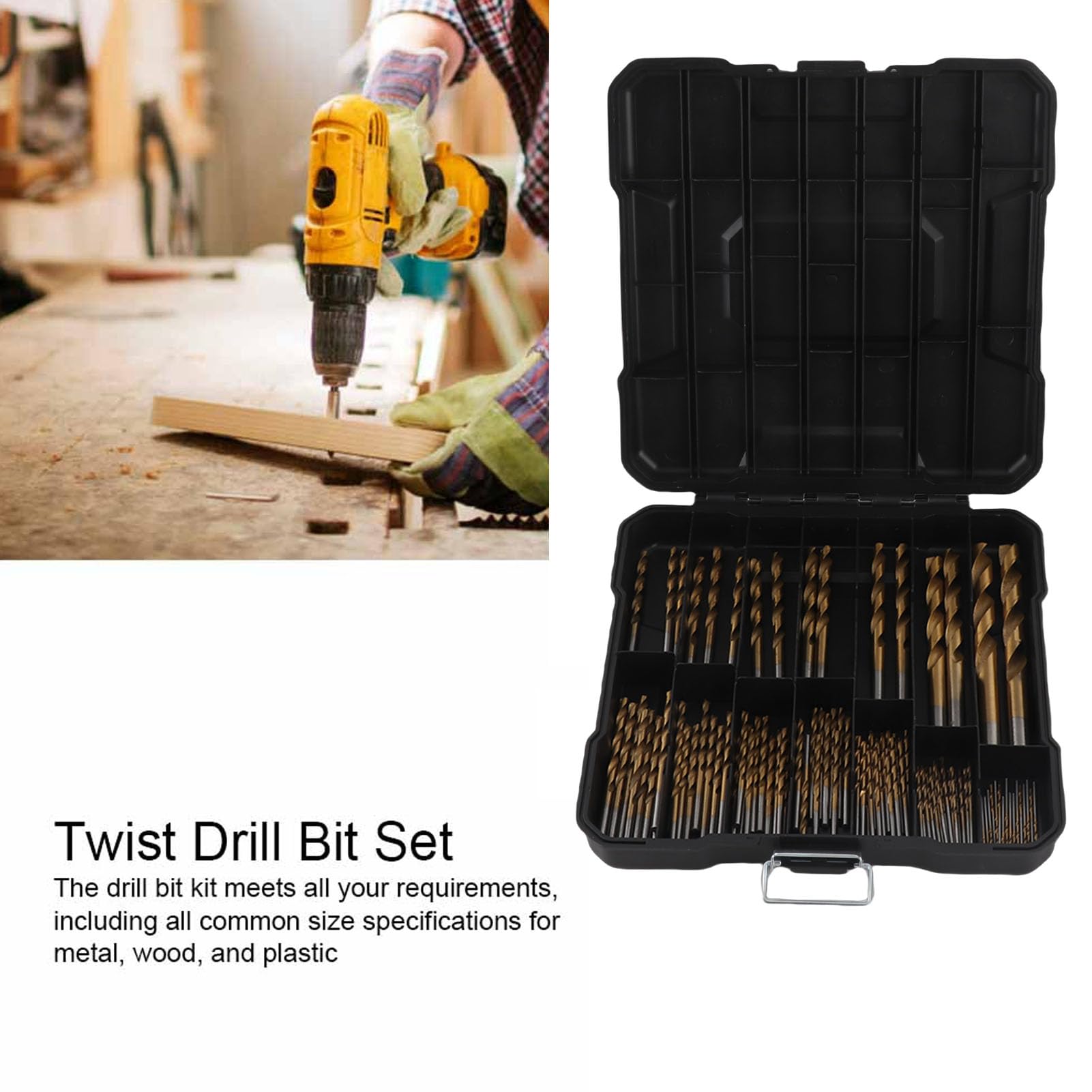 Set di 99 punte da trapano a spirale, punte in acciaio ad alta velocità con gambo tondo e rivestimento in Ti per metallo, legno e plastica, kit di punte di precisione da 1,0 a 3,0