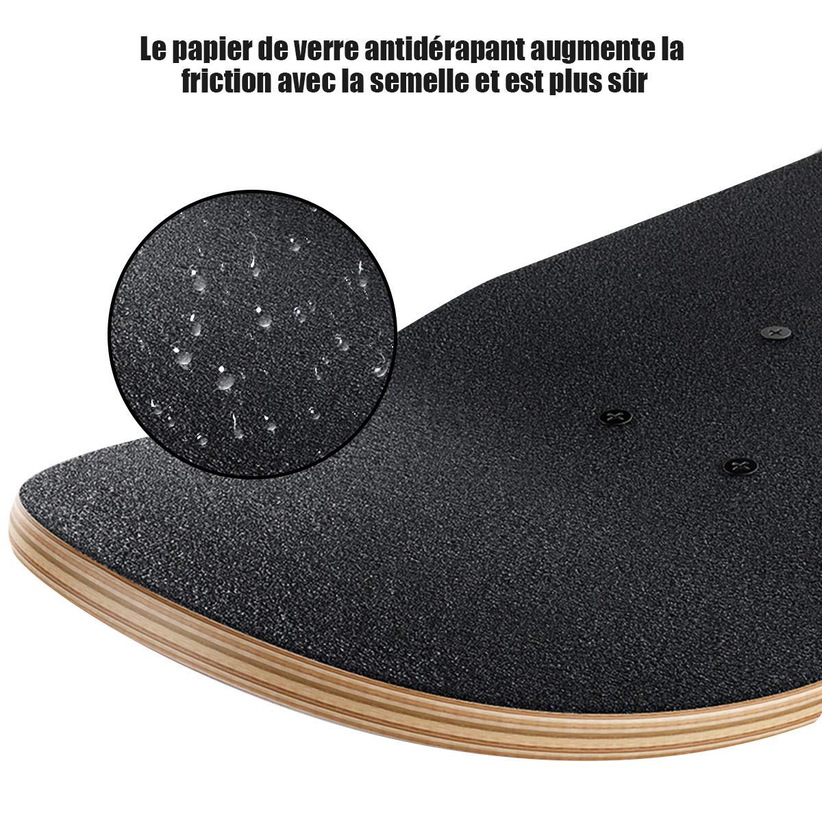 DREAMADE Skateboard, Planche à roulettes en Bois d’Érable avec Design en U et Roue Antidérapante, Capacité de Charge Maximale de 40KG, pour Enfant de Plus de 8 Ans, 79X20CM