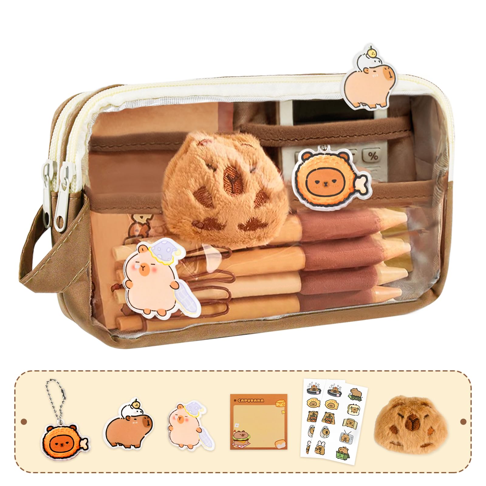 Capybara Stationery Set, Multi Layer Capybara Pencil Case Kids School Gift