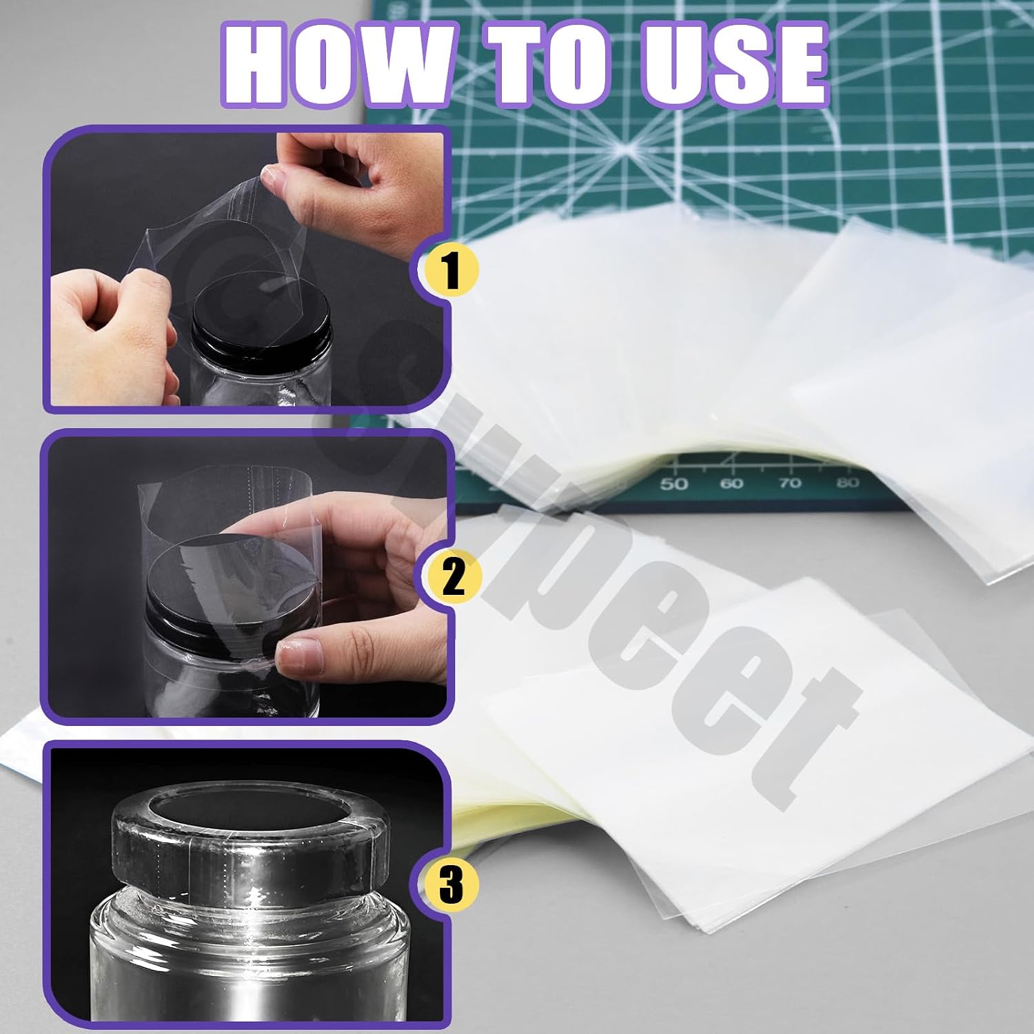 Swpeet 500Pcs Approx 55x71mm / 2.16x2.78Inch Clear PVC Heat Shrink Wrap Bottle Shrink Bands Kit, Perforated Bottle Shrink Bands Perfect for Bottles, Jars, Cans and Tin Lip Gloss