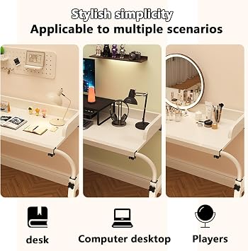 Bedtable, Overbed Table with Wheels,Over The Bed Table with Wheels Over Bed Table with Wheels Adjustable Height Height Adjustable Mobile Table Works as Laptop Cart Computer Table Bed Table