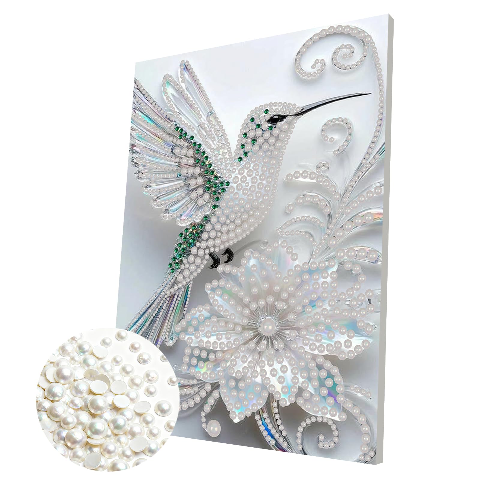 DIY Pearl Painting Kit with Wooden Frame, 3D Plastic Pearl Gemstone Ocean Art Craft for Adults Beginners, Diamond Art Kits for Adults, Home Wall Decor Ready Gift for Women(Bird)(30 * 40cm)