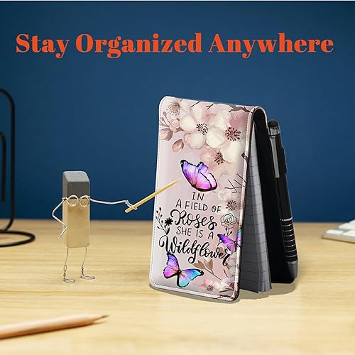 Miniatura 3 de Juego de 4 soportes para bloc de notas de tamaño de bolsillo, de piel sintética, mini bloc de notas con 2 bloc de notas pequeños y lápiz capacitivo,