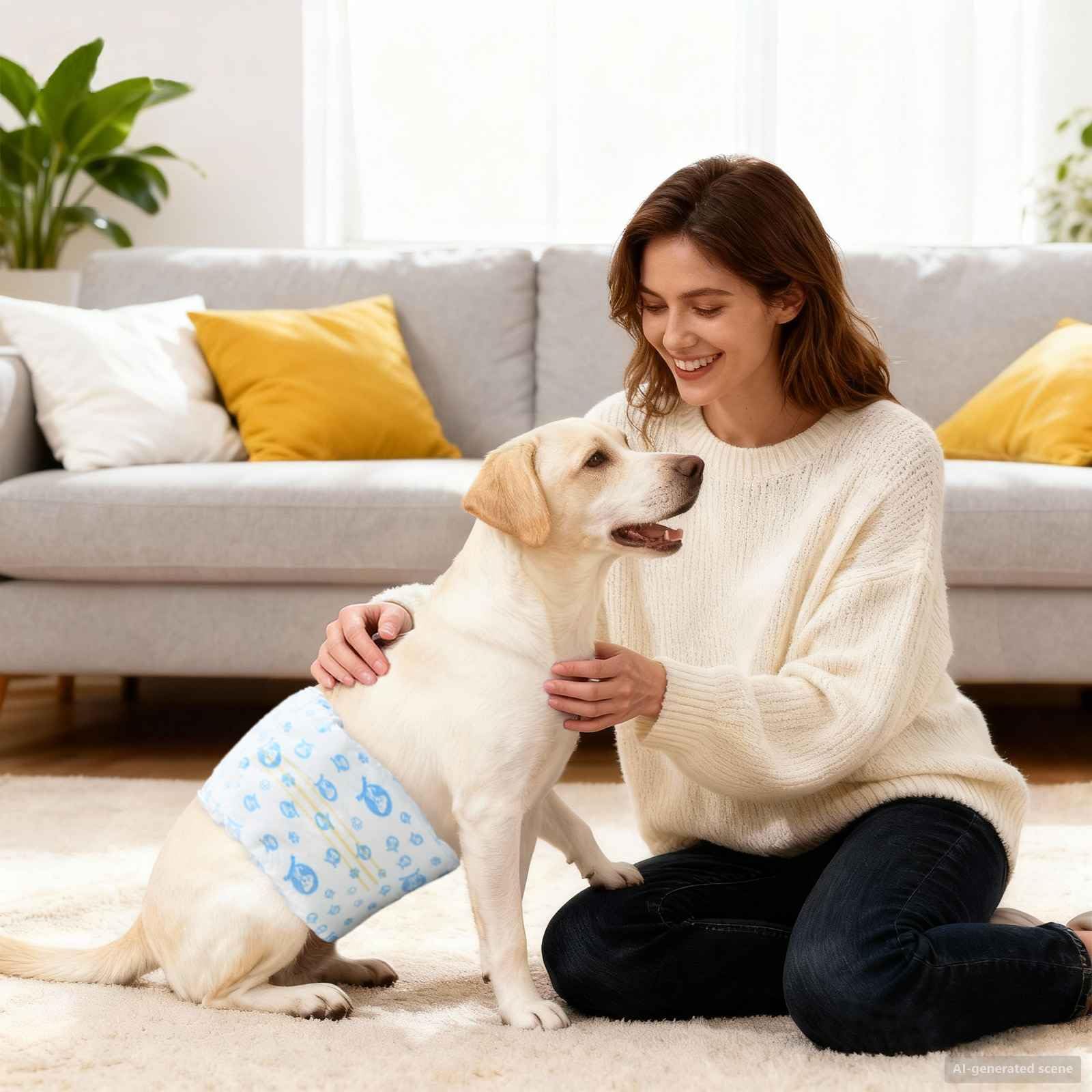 Protection Hygiénique Jetable pour Chien Mâle Taille M 30 pcs Blanc Absorbant Ajustable Confortable Maintien Sécurisé pour Incontinence Urinaire Chaleurs Éducation Senior Voyage