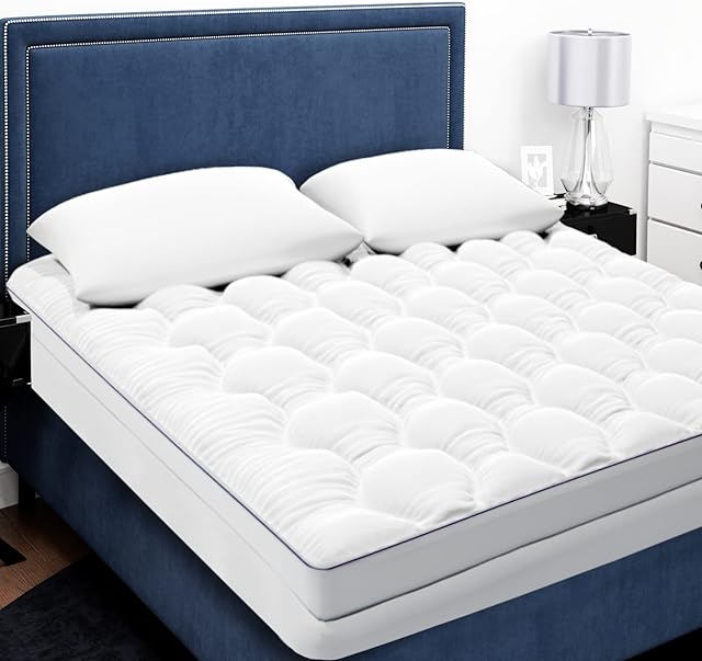Acrali Home Quilted Fitted Super King Mattress Toppers Heavy filled Mattress Protector Mattress Cover Mattress Pad for Sofa bed Caravan Campervan Hotel Quality Super King Size (180X200+38cm)