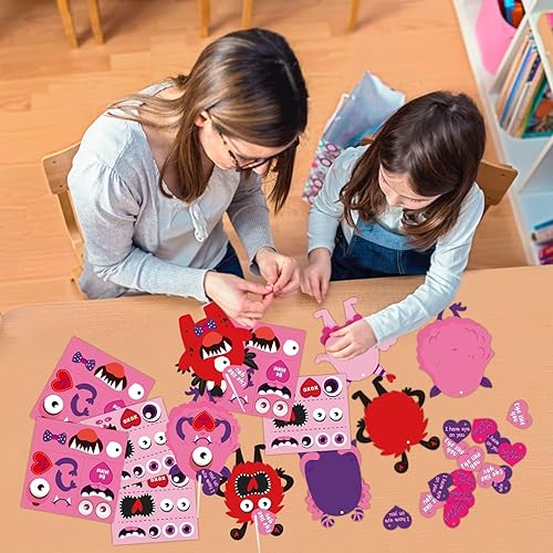 Miniatura 7 de Haooryx Kits de manualidades de papel de San Valentín, 30 piezas de adornos colgantes de papel de monstruo para hacer tu propio día de San Valentín,