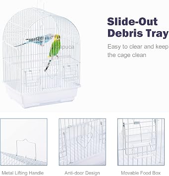 Small Bird Cage, Lightweight Hanging Travel Cage with Removable Tray