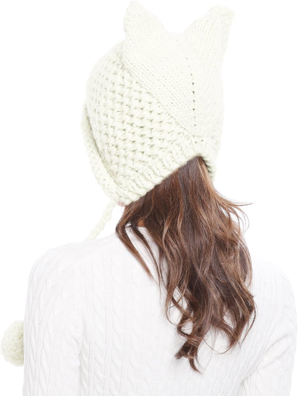 Bellady Winter Cute Cat Ears Knit Hat Ear Flap Crochet Beanie Hat - Image 4