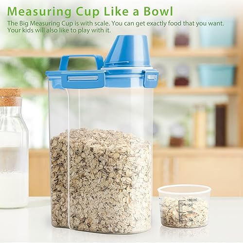 Miniatura 5 de Viretec Recipiente hermético de almacenamiento de arroz, contenedor de harina de cereales secos de 3 a 5 libras, dispensador de alimentos para