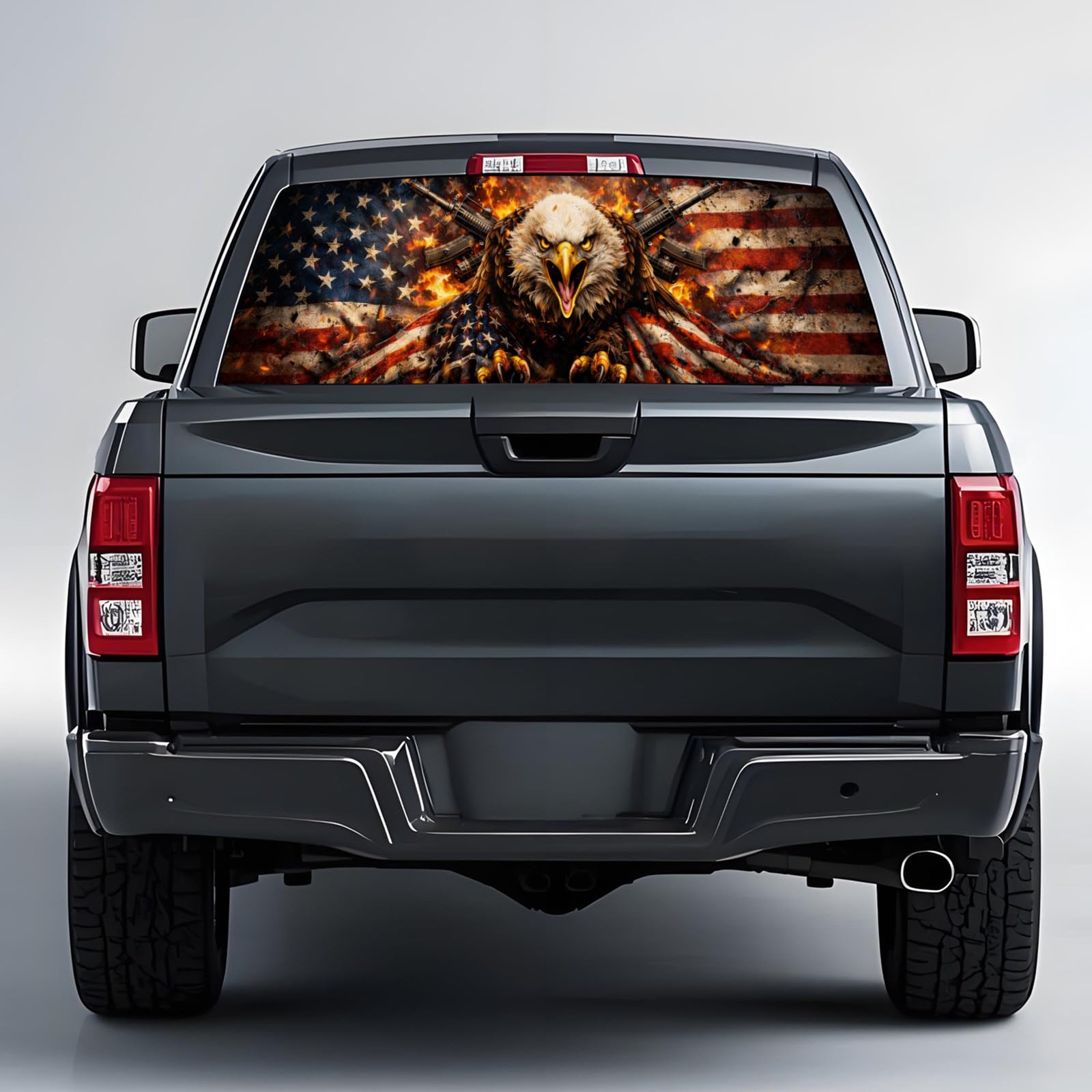 Back Window Decals for Trucks - 65x17.3 in Eagle Flag Window Decal Rear Window Decals for Truck Decor, Creative Truck Rear Window Decal for Personalized Decoration - Eagle-31-S