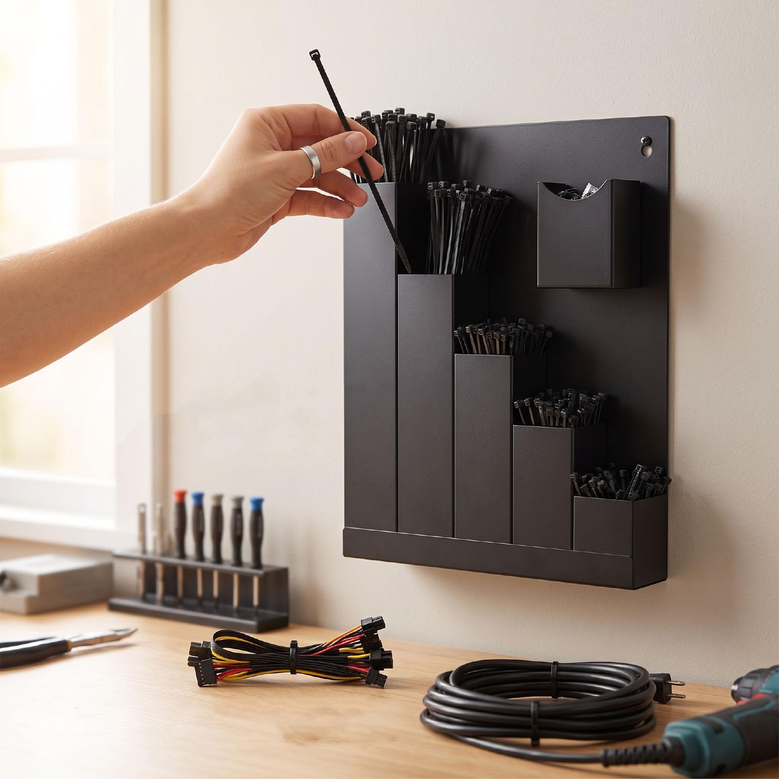 Support de Rangement pour Colliers de Serrage, Mural, avec 250