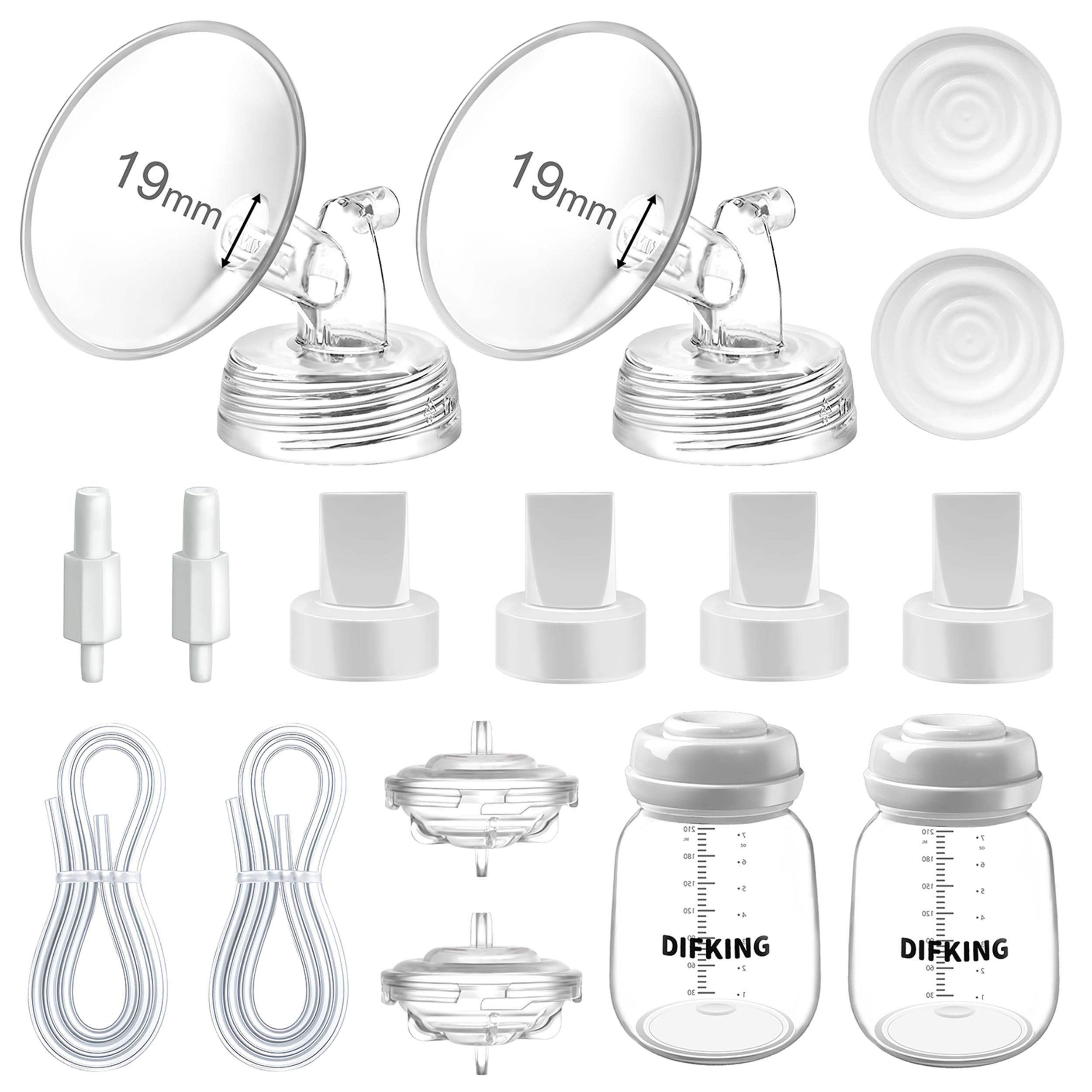 DIFKING Pump Parts Compatible with Spectra S2 S1 9 Plus Synergy Gold for Spectra Breast Pump Parts Replacement Kit Accessory 19mm Flange Duckbill Valve Tubing Bottle Connector Backflow Protector