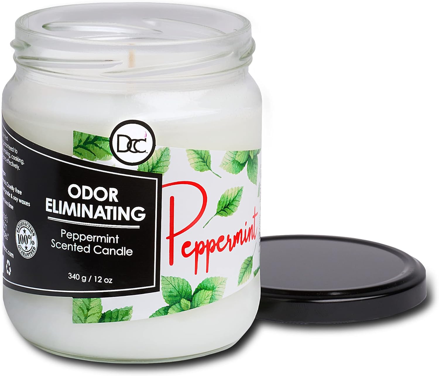 Peppermint Odor Eliminating Highly Fragranced Candle - Eliminates 95% of Pet, Smoke, Food, and Other Smells Quickly - Up to 80 Hour Burn time - 12 Ounce Premium Soy Blend - Image 2