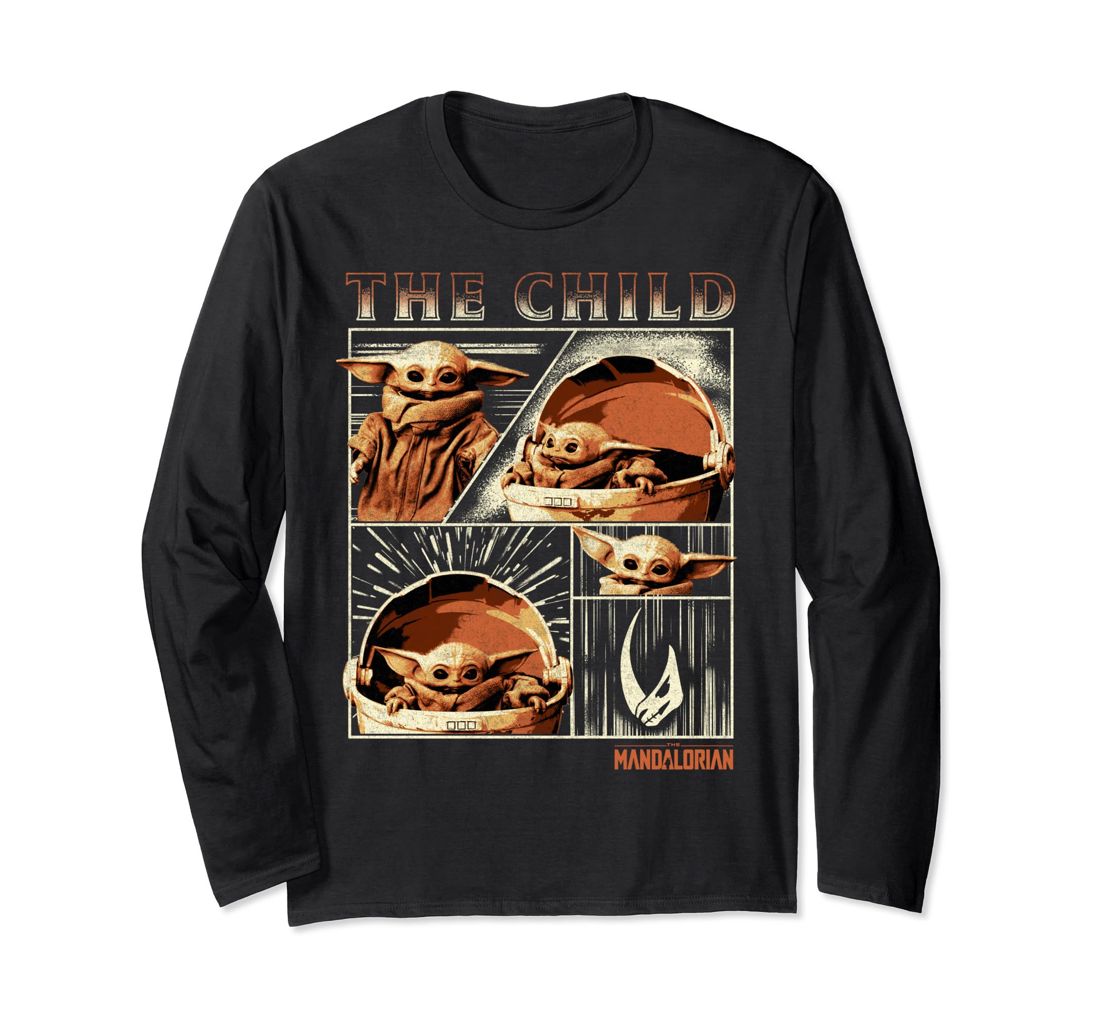 Star Wars The Mandalorian The Child Collage Long Sleeve T-Shirt, Black