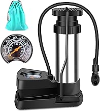 Lifelf Fahrradpumpe Mini tragbare Fußpumpen mit Manometer für Alle Ventile AV/DV/SV Standpumpe geeignet für MTB Trekkingrä...