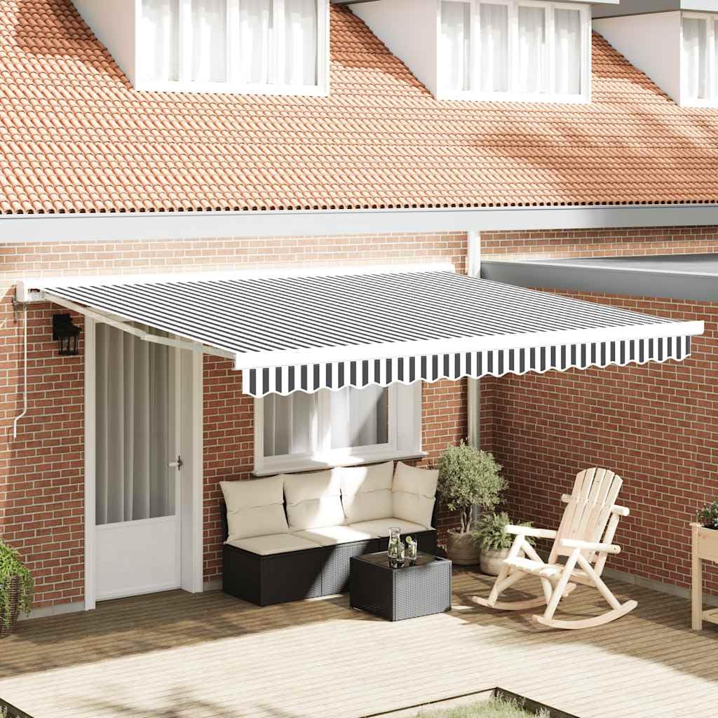 Tenda da sole retrattile motorizzata 4x3 m in tessuto con copertura in PU, con telaio in alluminio verniciato a polvere, ideale per patio, balcone, veranda e cortili esterni