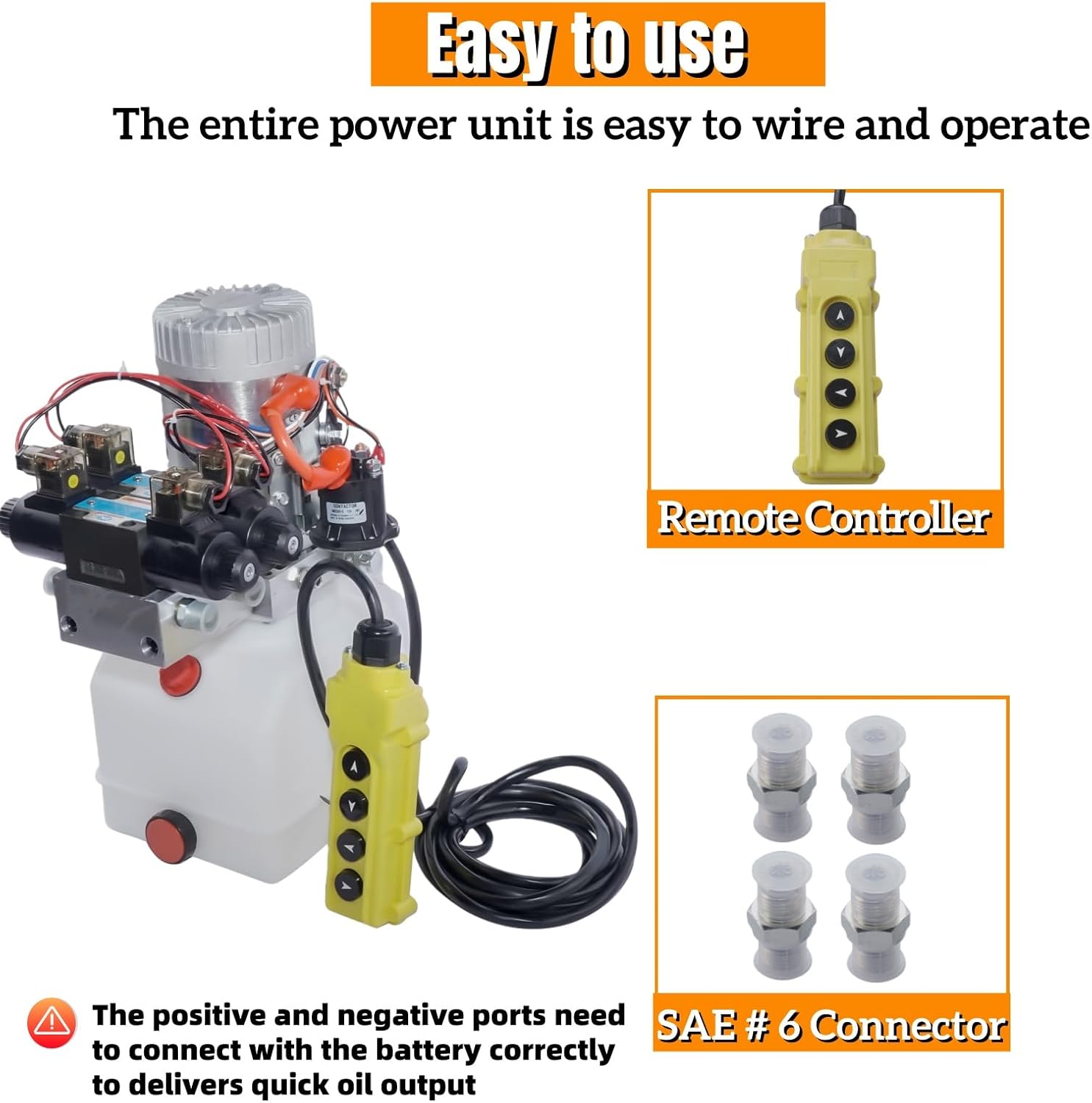 Hydraulic Pump, 4 Way Double Acting Hydraulic Power Unit, 12V DC Double Solenoid Electric Trailer Pump with 4.5 Quart Reservoir for Dump Trailer Car Lifting