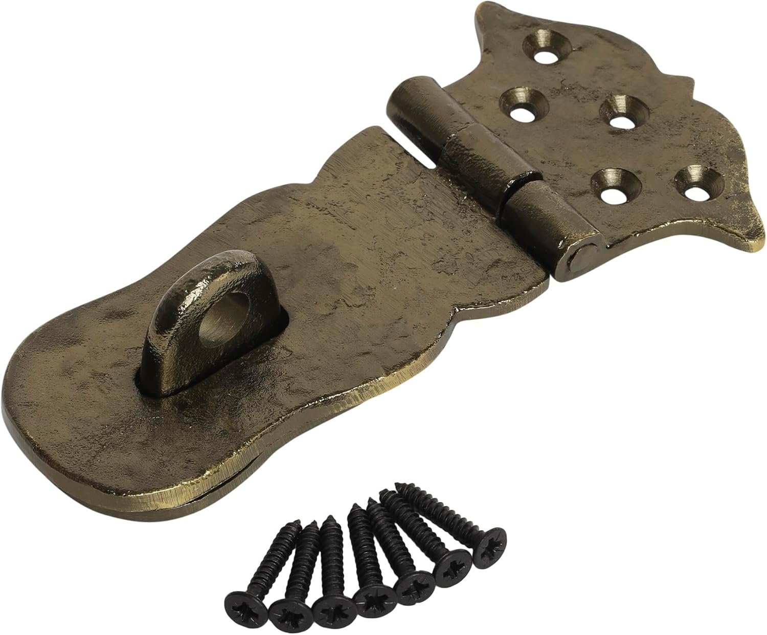SKANDH 6" Iron Hasp and Staple - Antique Brass Powder Coated