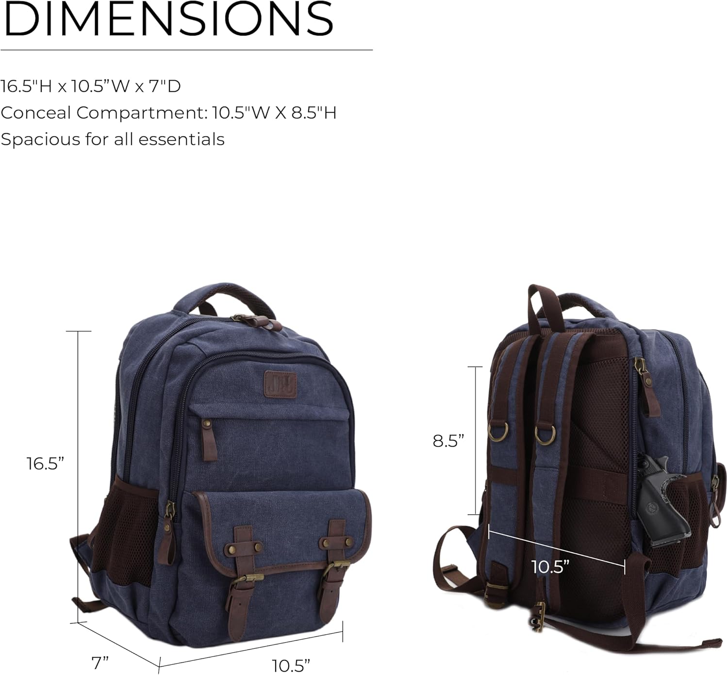 JESSIE & JAMES Alpine CCW Lock and Key For Men Women Outdoors Backpack - Navy - Image 5