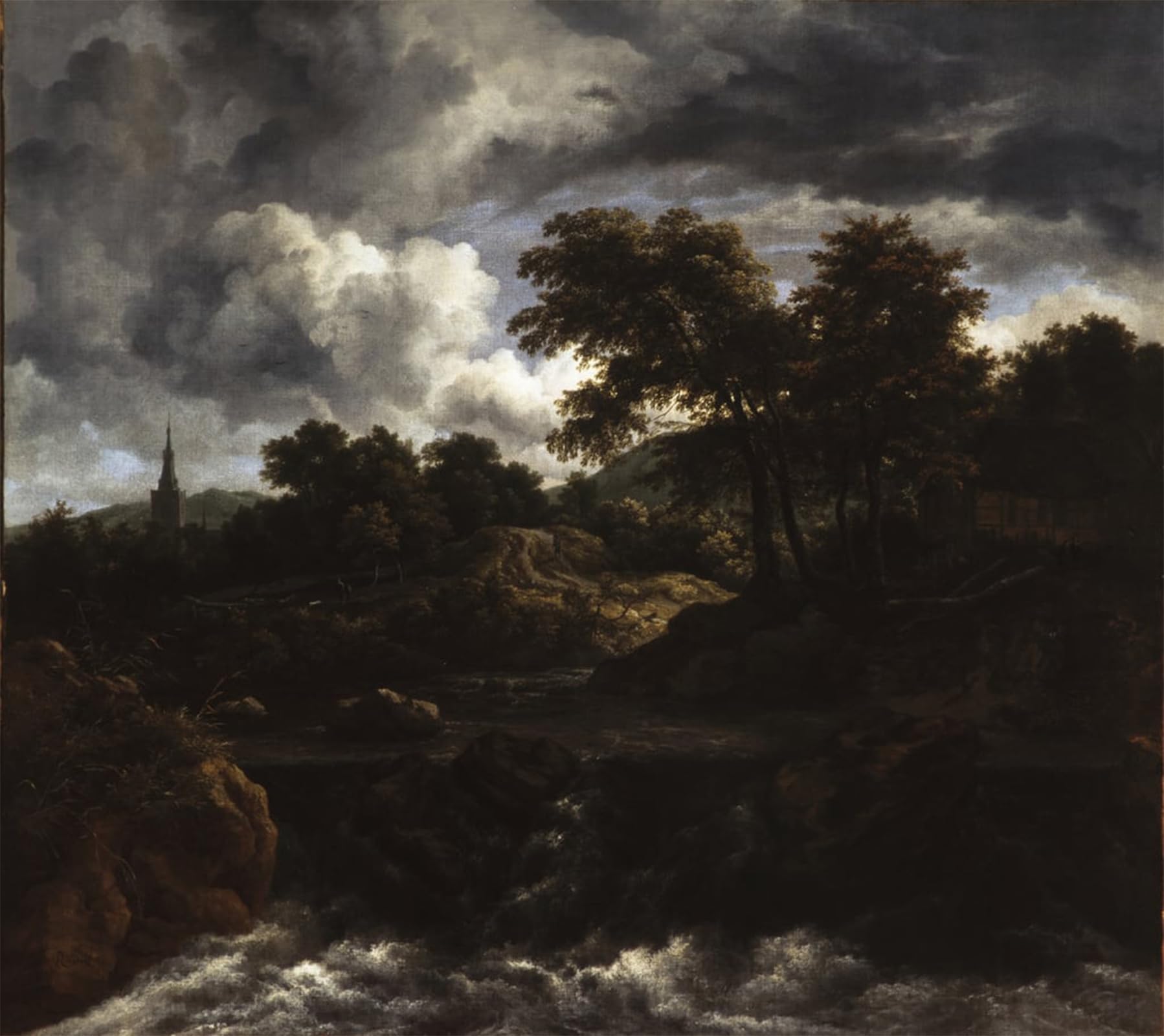 Artxlxxbn No Frame Famous Art Print Poster Vintage Wall Art Wooded Landscape With A Waterfall By Jacob Van Ruisdael Canvas Art Poster For Home Decor 60X90cm