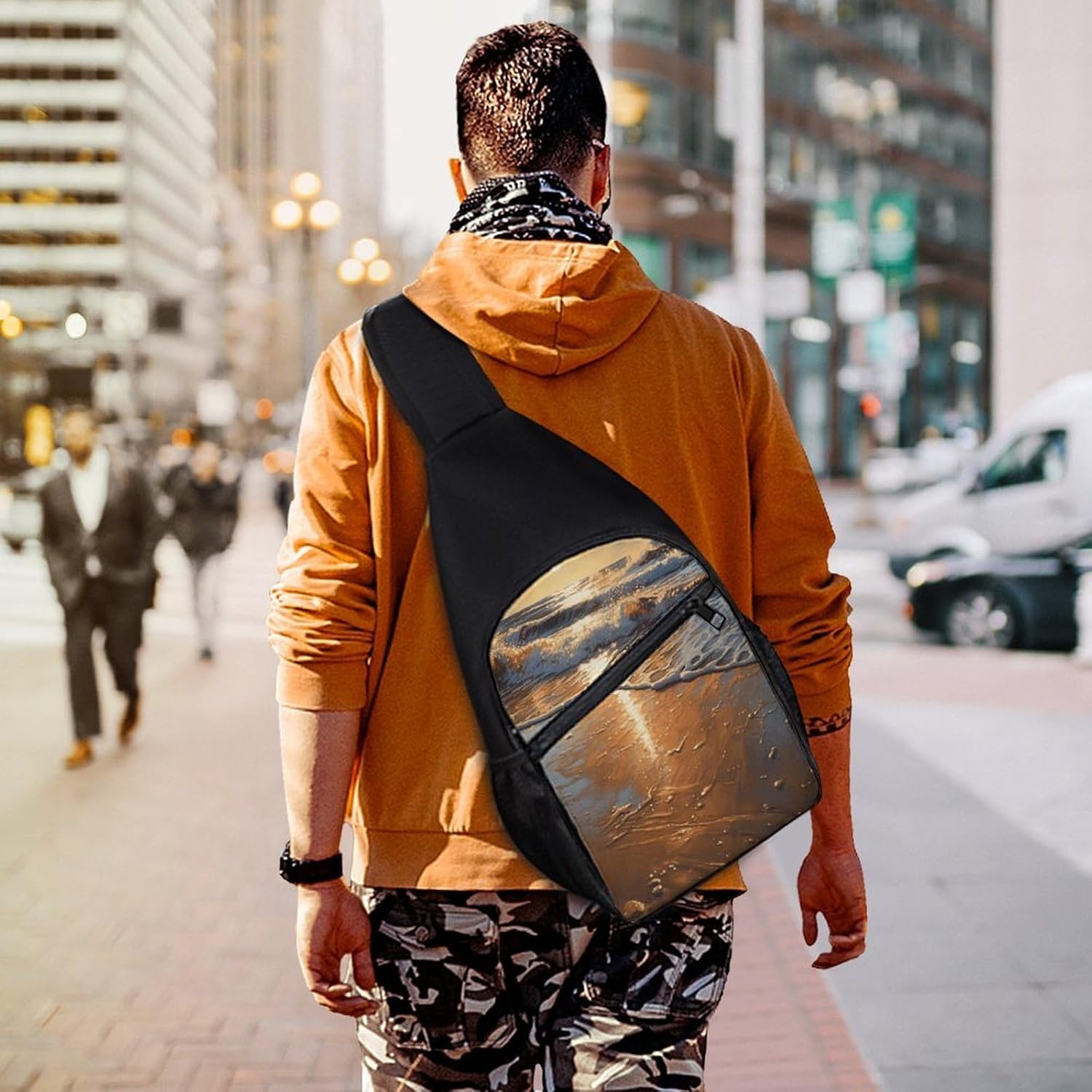 Beach Painting Crossbody Bag Chest Bag