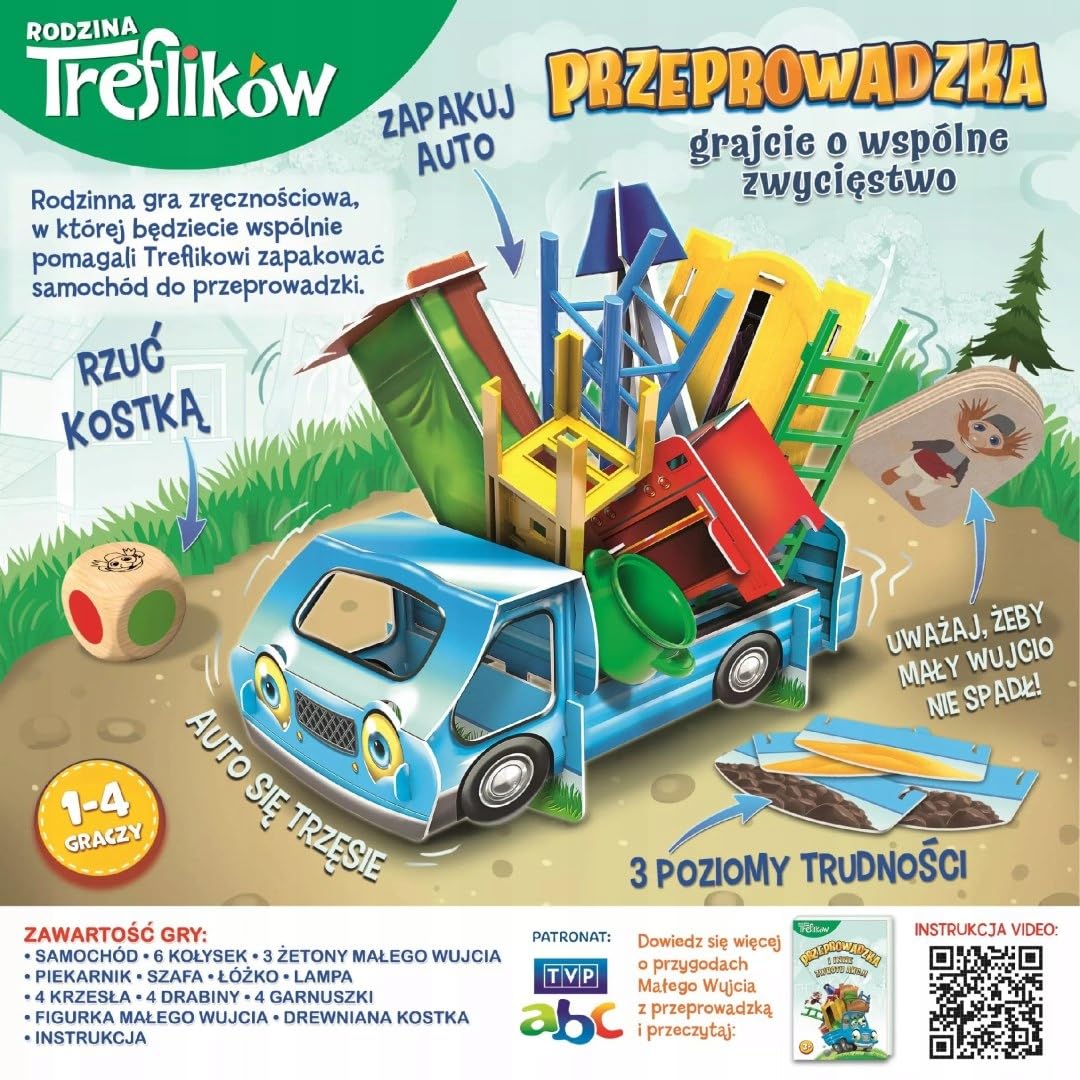 Trefl Przeprowadzka z Rodziną Treflików Rodzinna Gra z Bohaterami Bajki Rodzina Treflików dla Dzieci Powyżej 3 lat