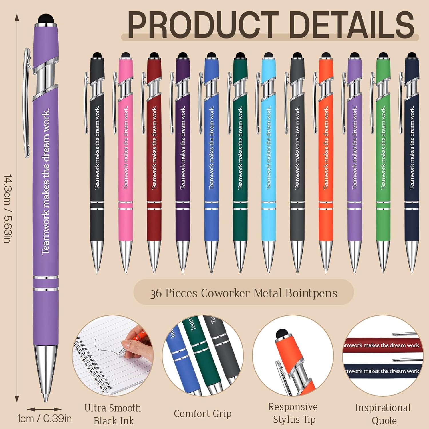 36 Sets Inspirational Spiral Notebook Set - Motivational Pocket Journals with Bamboo Pens - Team Appreciation Gifts for Employees and Coworkers - Bulk Thank You Notepads for Gratitude(Colorful)
