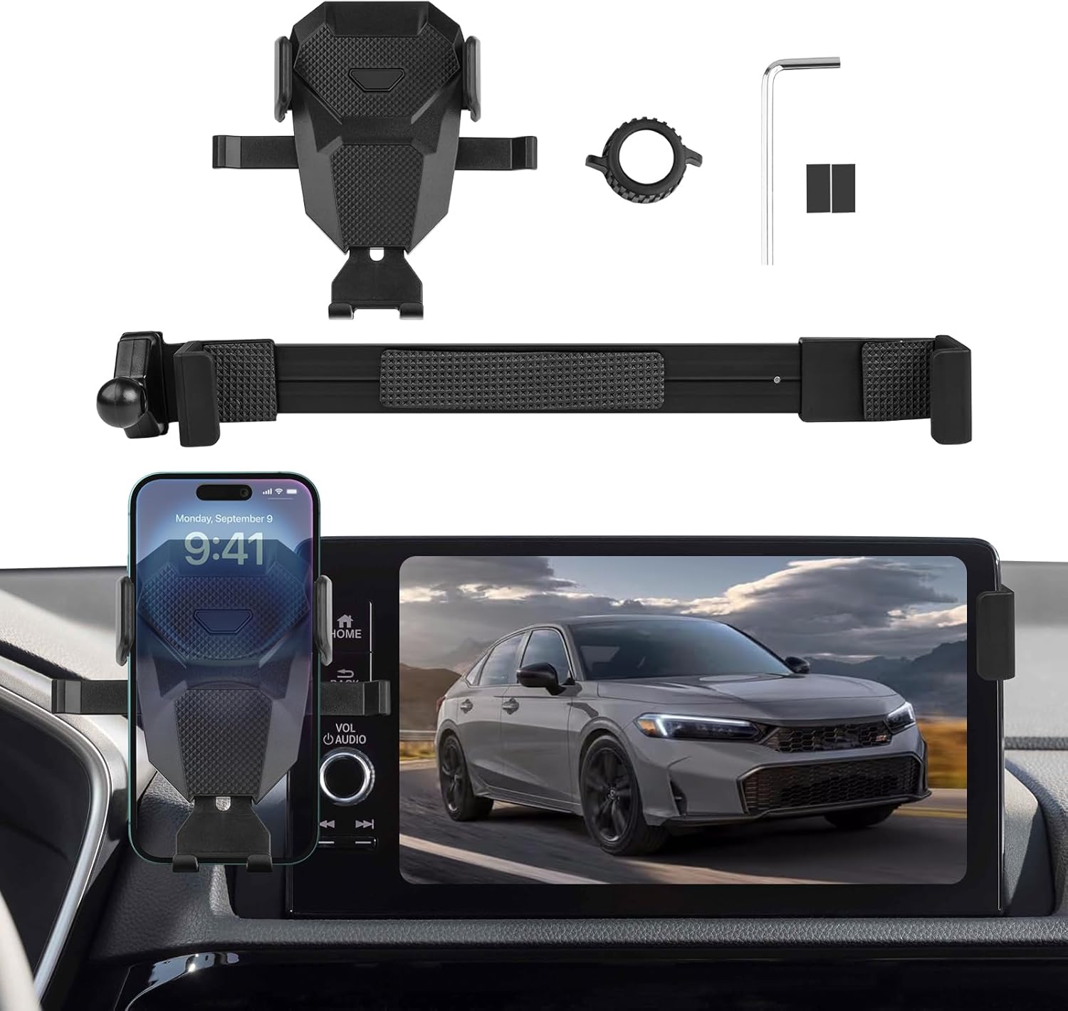 Car Phone Holder for 2022-2025 Honda Civic/2023-2025 Acura Integra Accessories, Adjustable Mobile Cell Phone Stand for 9-inch Screen,Civic Navigation Screen Bracket Interior