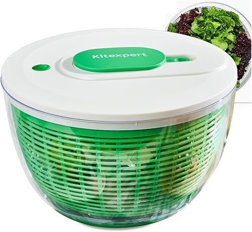 Spinner de ensalada grande de 6.3 cuartos de galón, giratorio manual de lechuga para preparación de verduras, secadora de frutas con una sola mano