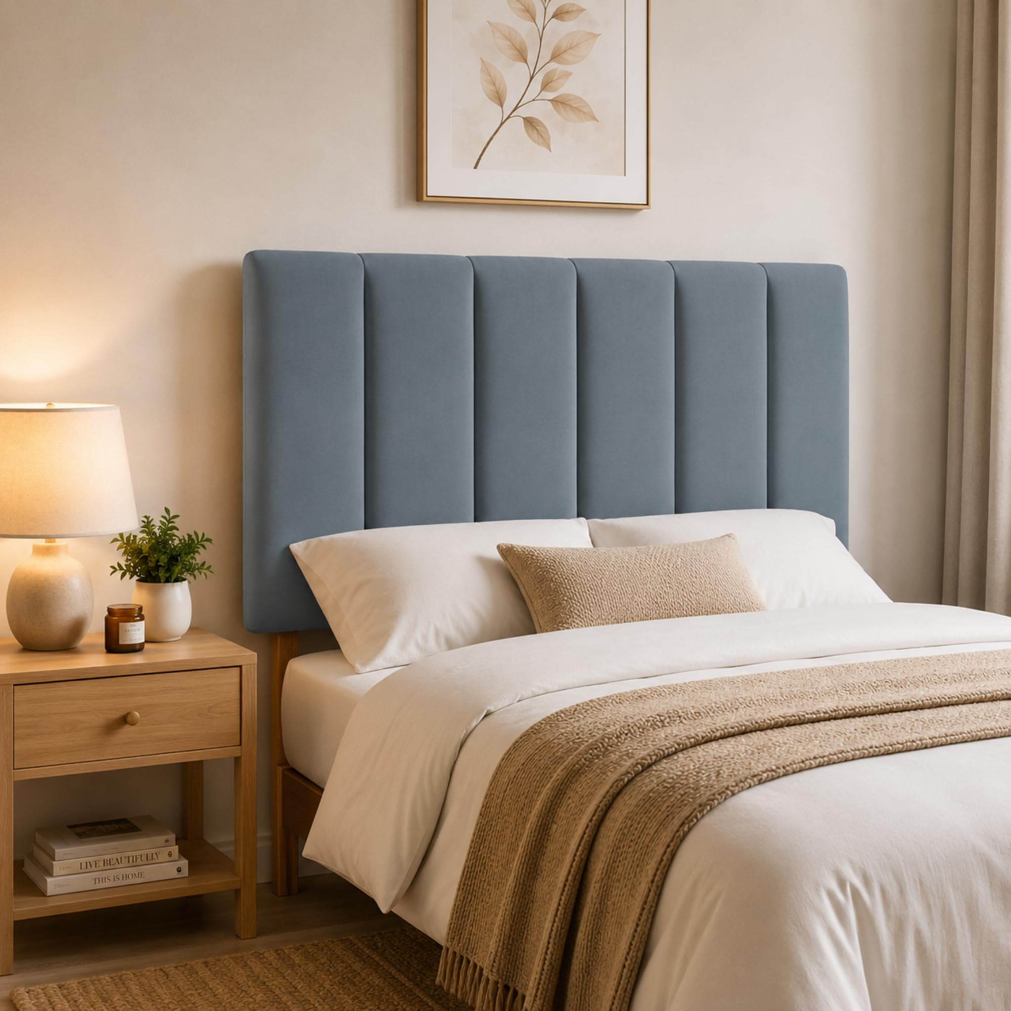 YORKSHIRE HOMEWARE Padded Lined Headboard | Lined Headboards in Plush Velvet Fabric | Bed Bedroom Decor Hotel Furniture (Steel, 3ft Single) — image 1