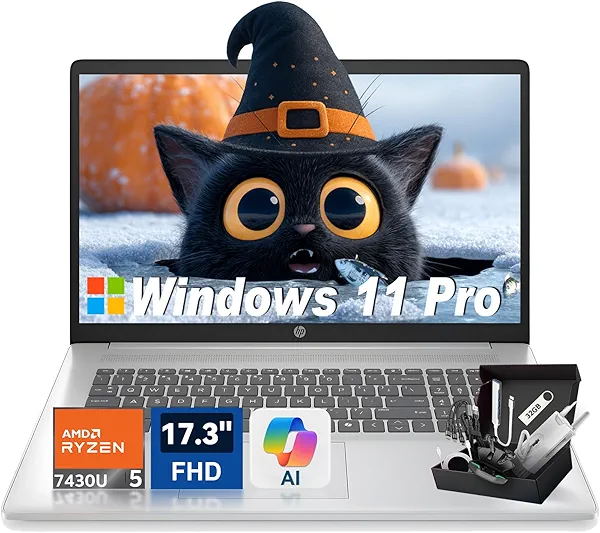 HP 17” FHD Laptop for Work & Study – Unleash Productivity | 32GB RAM, 1TB SSD | Ryzen 5 (Beats i7-1165G7) | Windows 11 Pro | Copilot | Numeric Pad | SXK Accessory Kit
