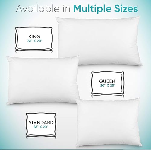 Miniatura 6 de Almohada de fibra en racimo, juego de dos almohadas alternativas de plumón blanco, paquete de 2 unidades, relleno de poliéster hipoalergénico, suave