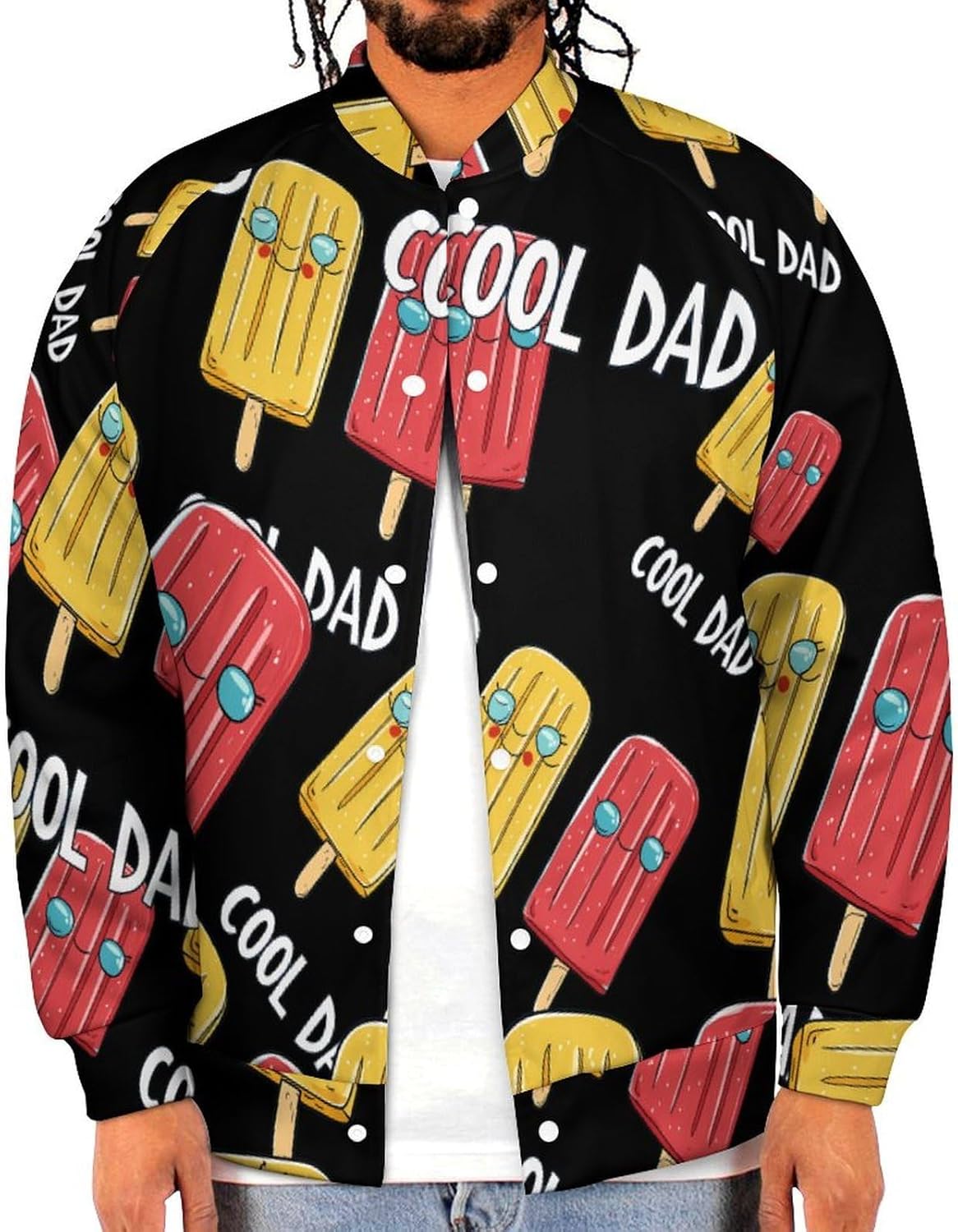 Cool Dad Popsiclees Baseball Jacket Casual Sportswear Bomber Jacket Coat for Men Women