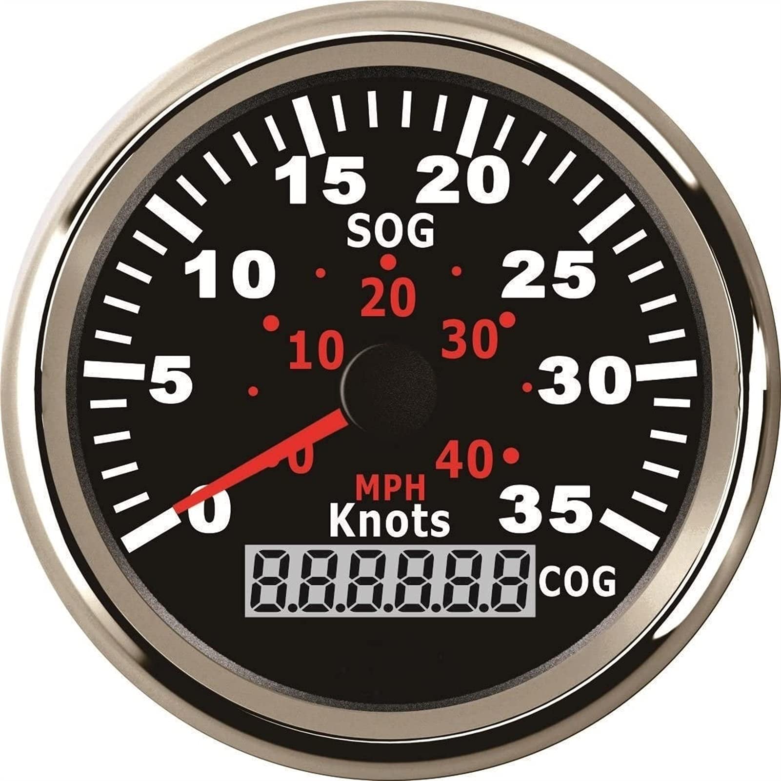 XMING GPS. Prędkościomierz 0-35Knots 0-4. 0MPH. Wskaźnik prędkości do statków jachtów łodzi z podświetleniem 3-3/8 cali (85 mm) 12V / 24V