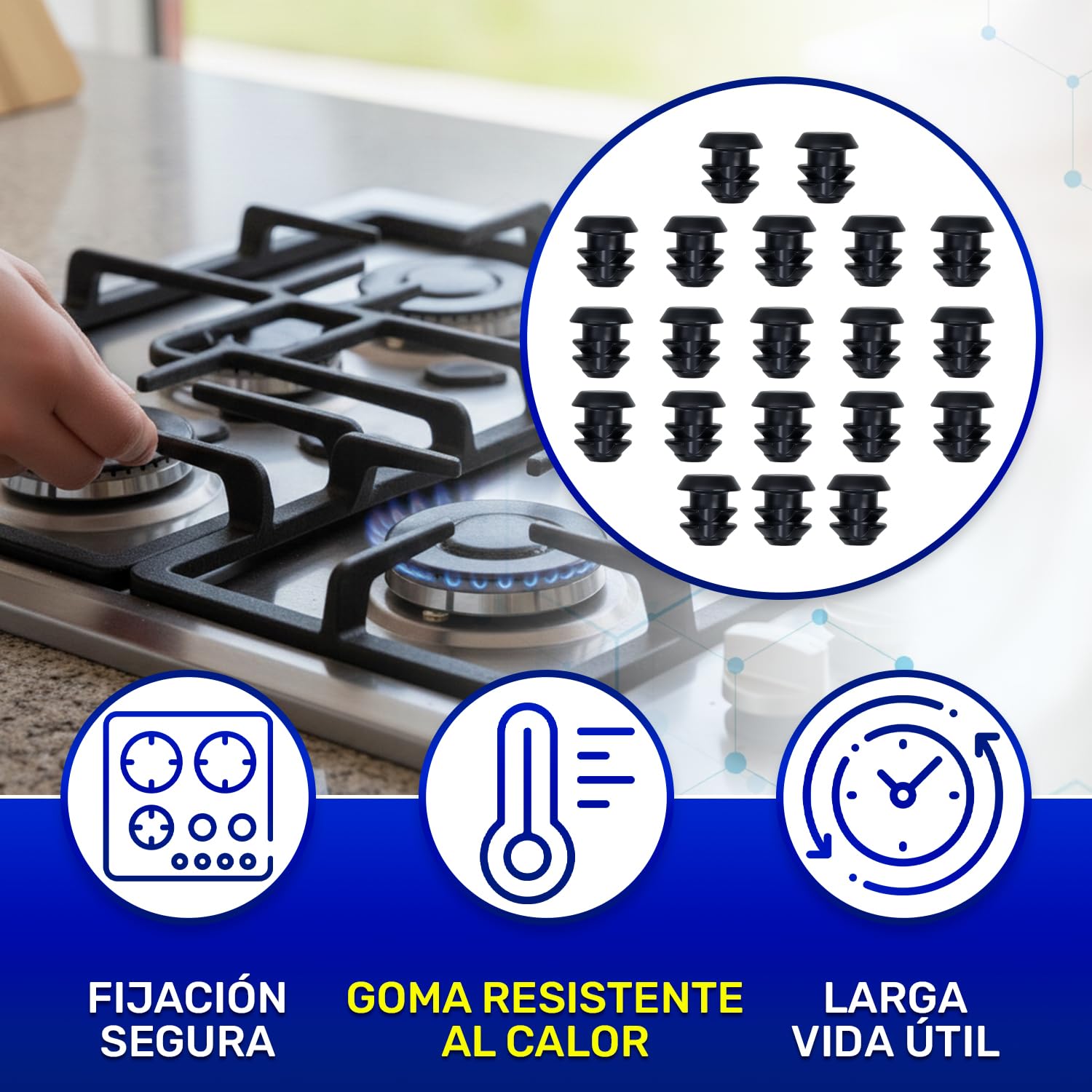 20 Piezas Pies de Goma para Parrillas de Cocina de Gas con Código Original 4055381125 para Electrolux - MADE IN ITALY - MONTERAL