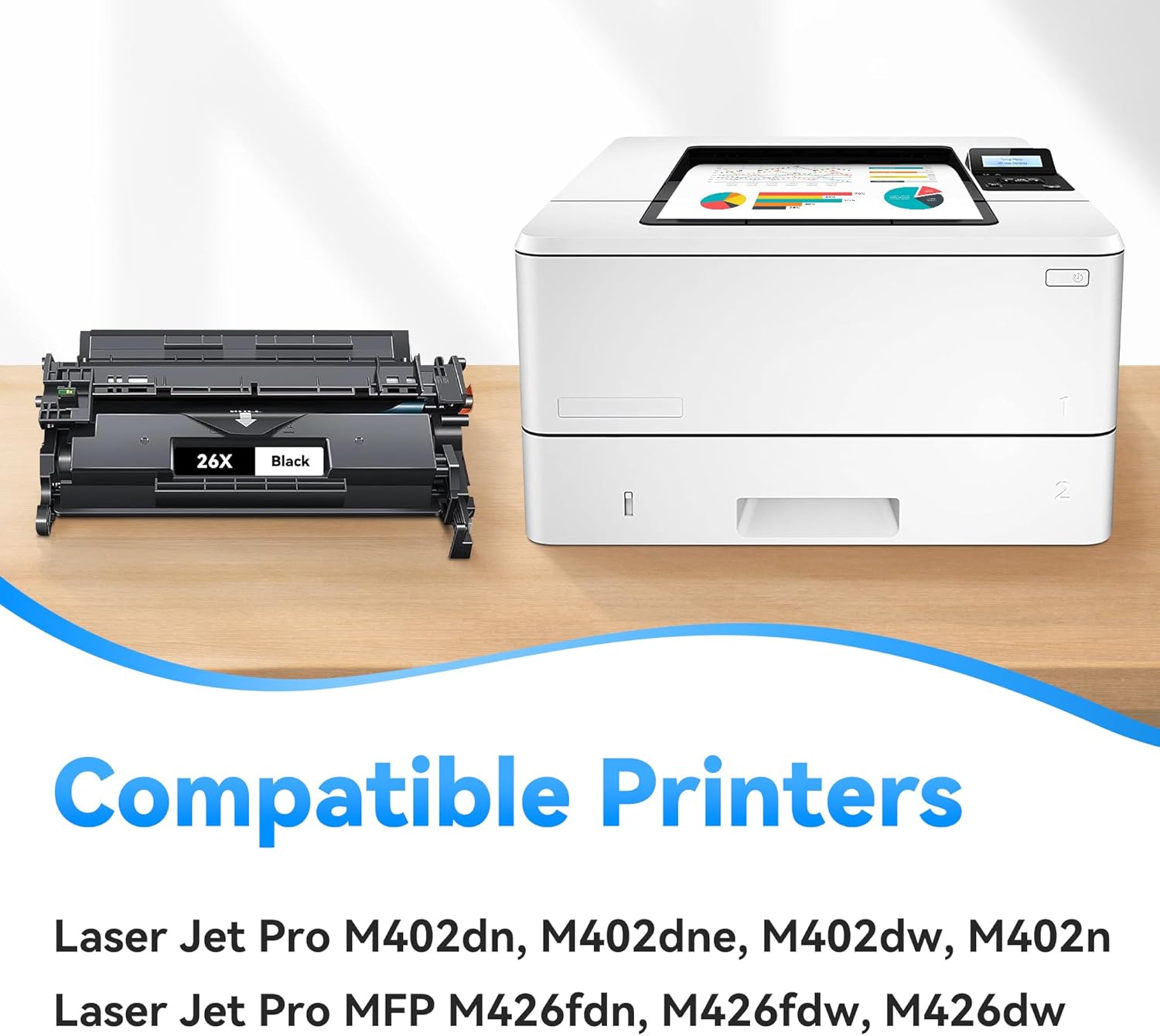 CF226X 26X Black Toner Cartridges 2 Pack Works for Pro M402dn M402n M402dw Pro MFP M426fdw M426fdn M426dw Series Printer Compatible Replacement for HP 26A CF226A 26X CF226X (Black)