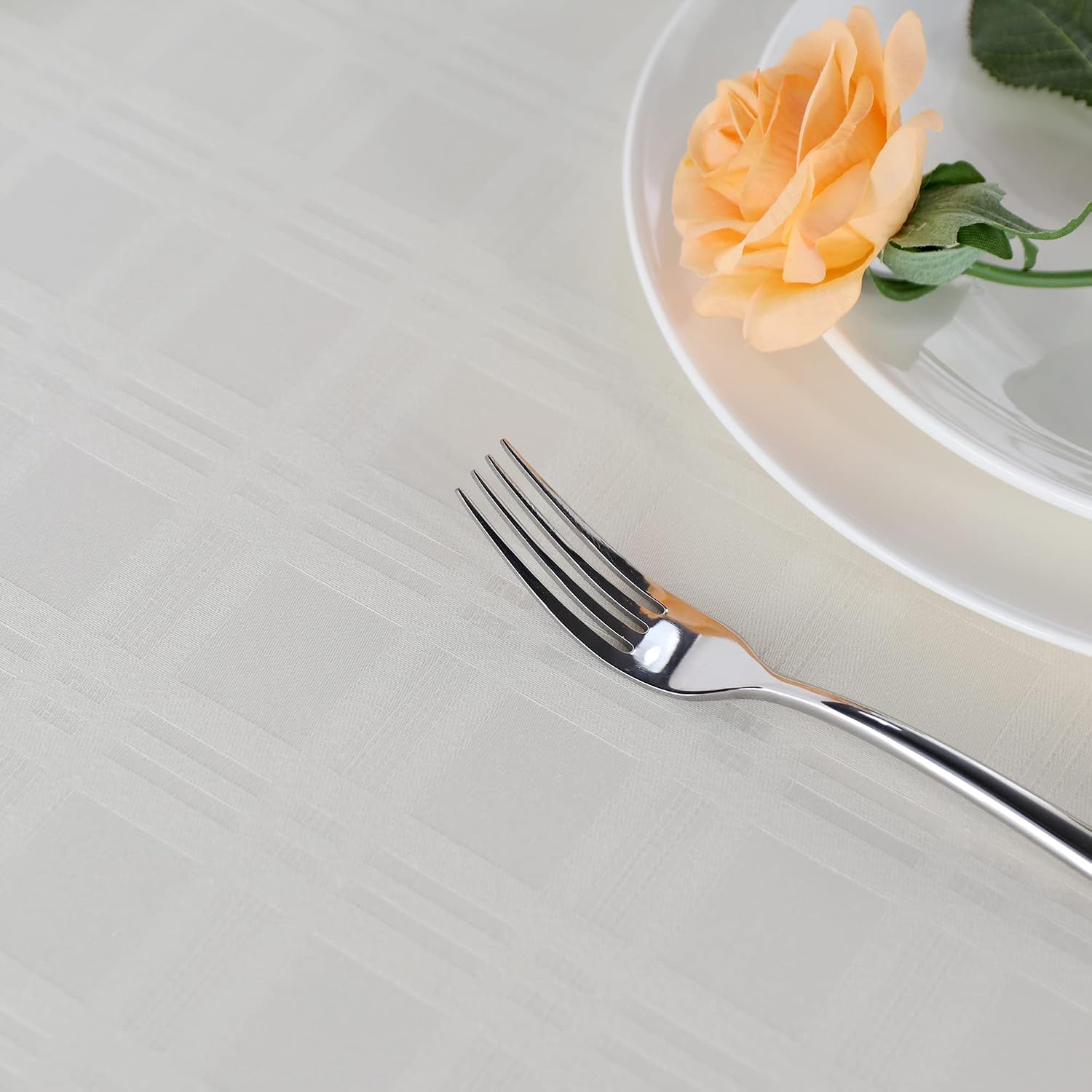 Obstal 210GSM Rectangle Table Cloth, Water Resistance Microfiber Tablecloth, Decorative Fabric Table Cover for Outdoor and Indoor Use (Ivory, 60 x 60 Inch)