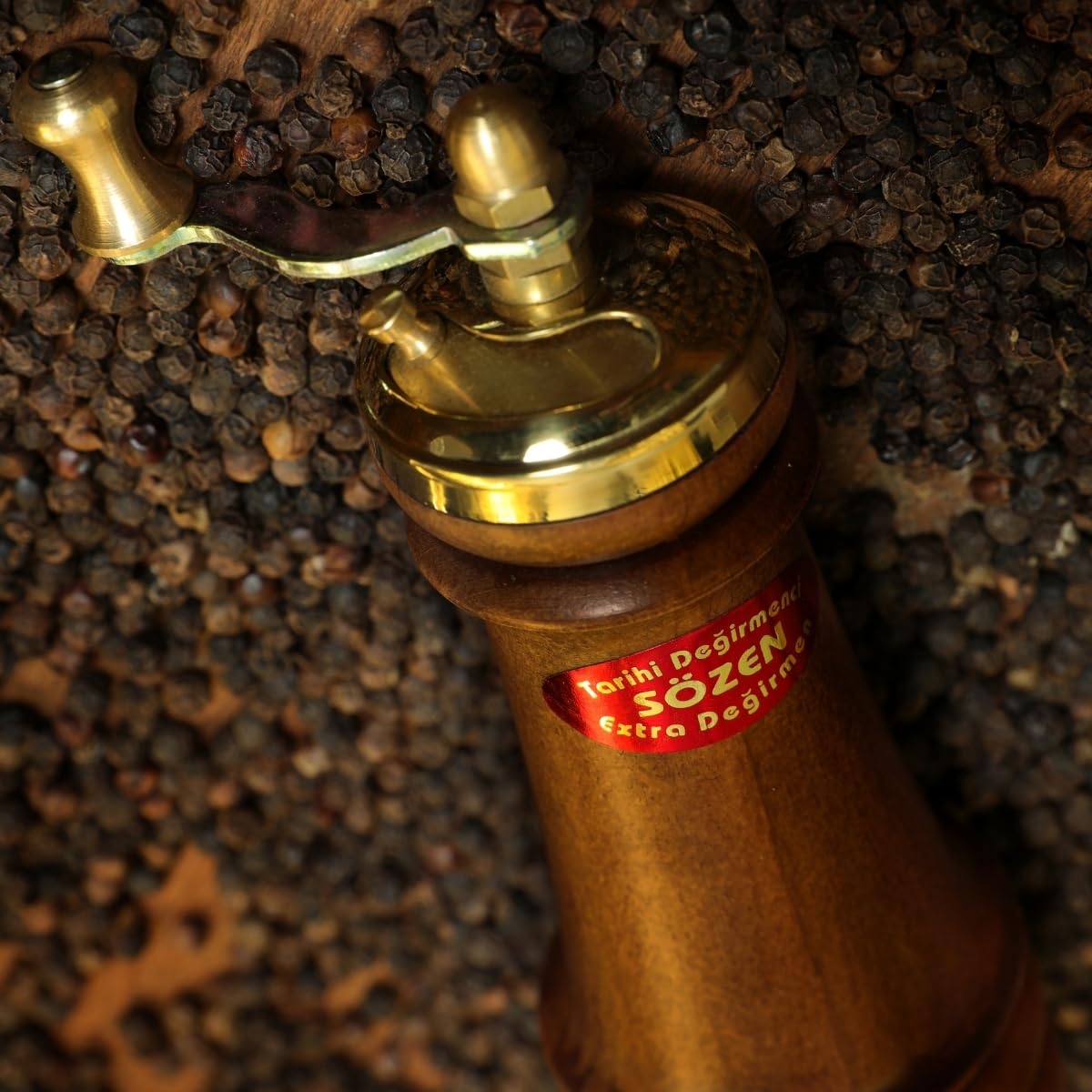 Sozen - Macinapepe manuale in legno, 12,7 cm, fatto a mano, con macina in acciaio inox, portatile, per pepe nero, sale, pepe e altre spezie