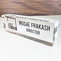 Vista 16 de Artblox - Placa de nombre personalizada para escritorio Diseño de flores de violetas sobre cristal acrílico transparente Placa de nombre