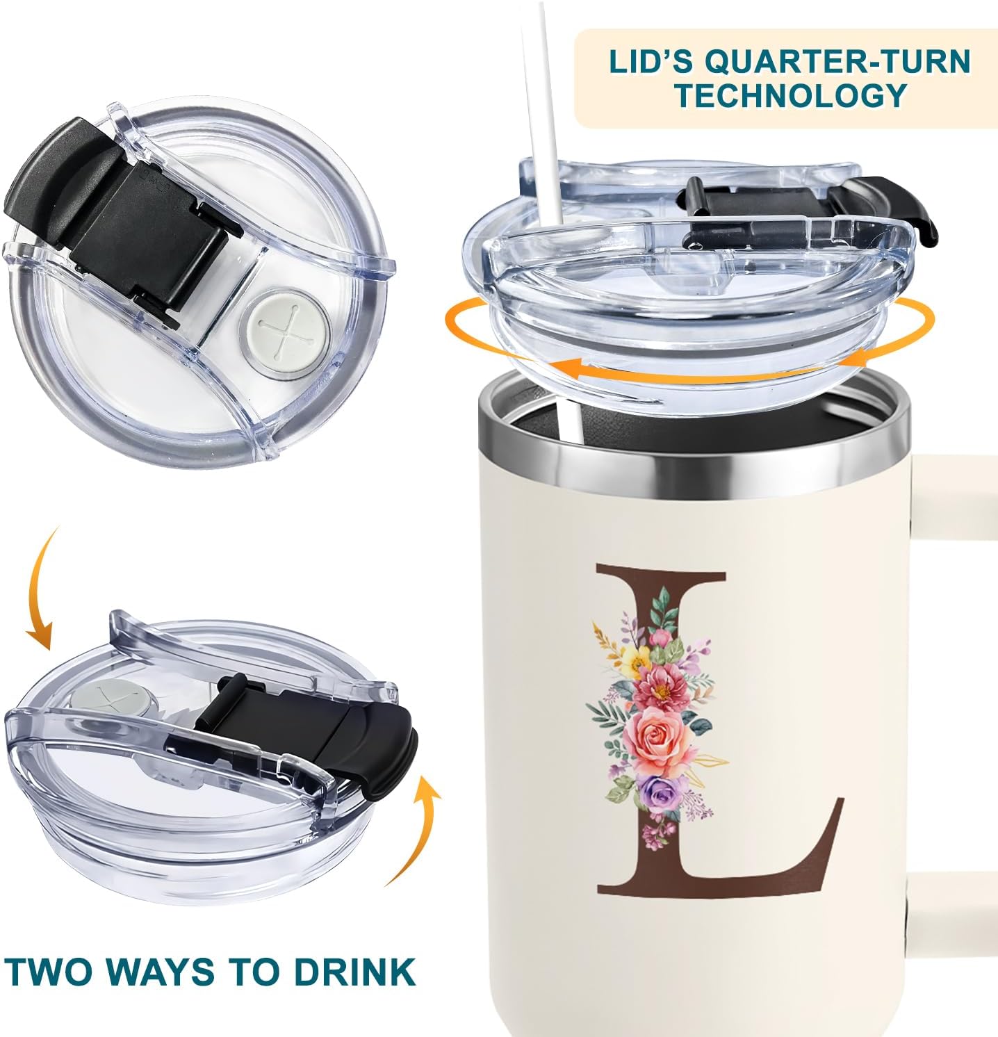 Personalized Gifts For Women - Personalized Gifts For Birthday, Christmas - Monogrammed Gifts Customized Gifts For Woman, Mom, Wife, Best Friend, Sister, Coworkers - Custom Tumbler With Handle 40oz - Image 3