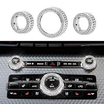 Bling Central Control Air Conditioning Audio Volume Knob,Crystal Interior Accessories Button Knob Covers Fits for Lincoln Aviator/Continental/Corsair/MKZ/MKZ Hybrid/Nautilus/Navigator/Navigator L.