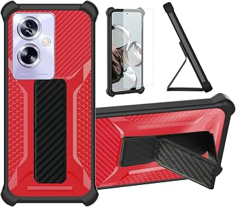 bojioderf Case Compatible for Oppo A79 5g Phone Case Cover [with Tempered Glass Screen Protector] Hybrid Case [Folding Support Magnetic] [Frosted Anti-Fingerprint] Red