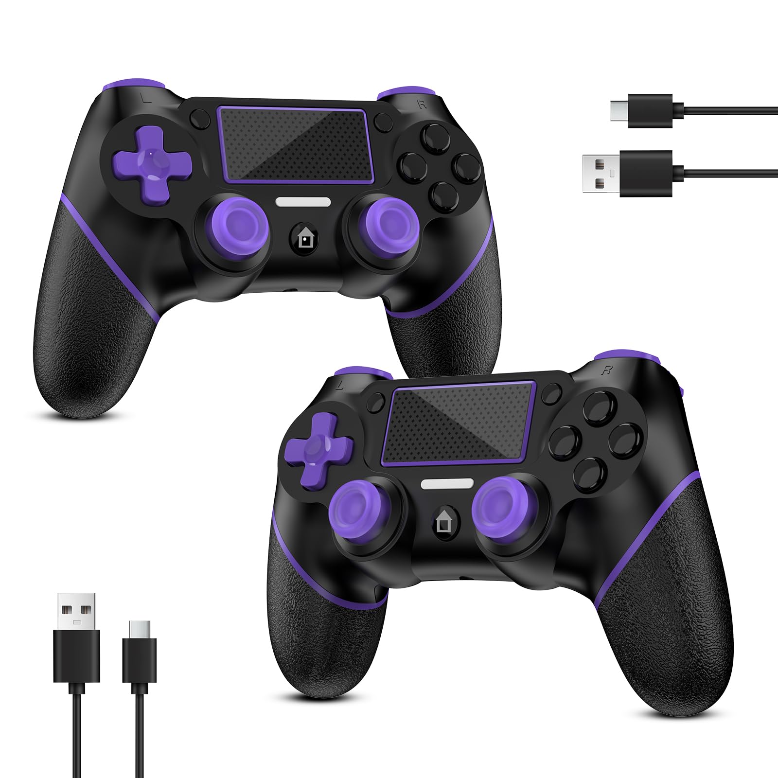 Reddening für 2 Stück PS4 Controller，Controller PS4 für PS4/Pro/Slim/PC，Gamepad Joystick mit Turbo/Zurück Taste/Dual Vibration/6-Achsen Gyro Sensor/Touchpanel - 1