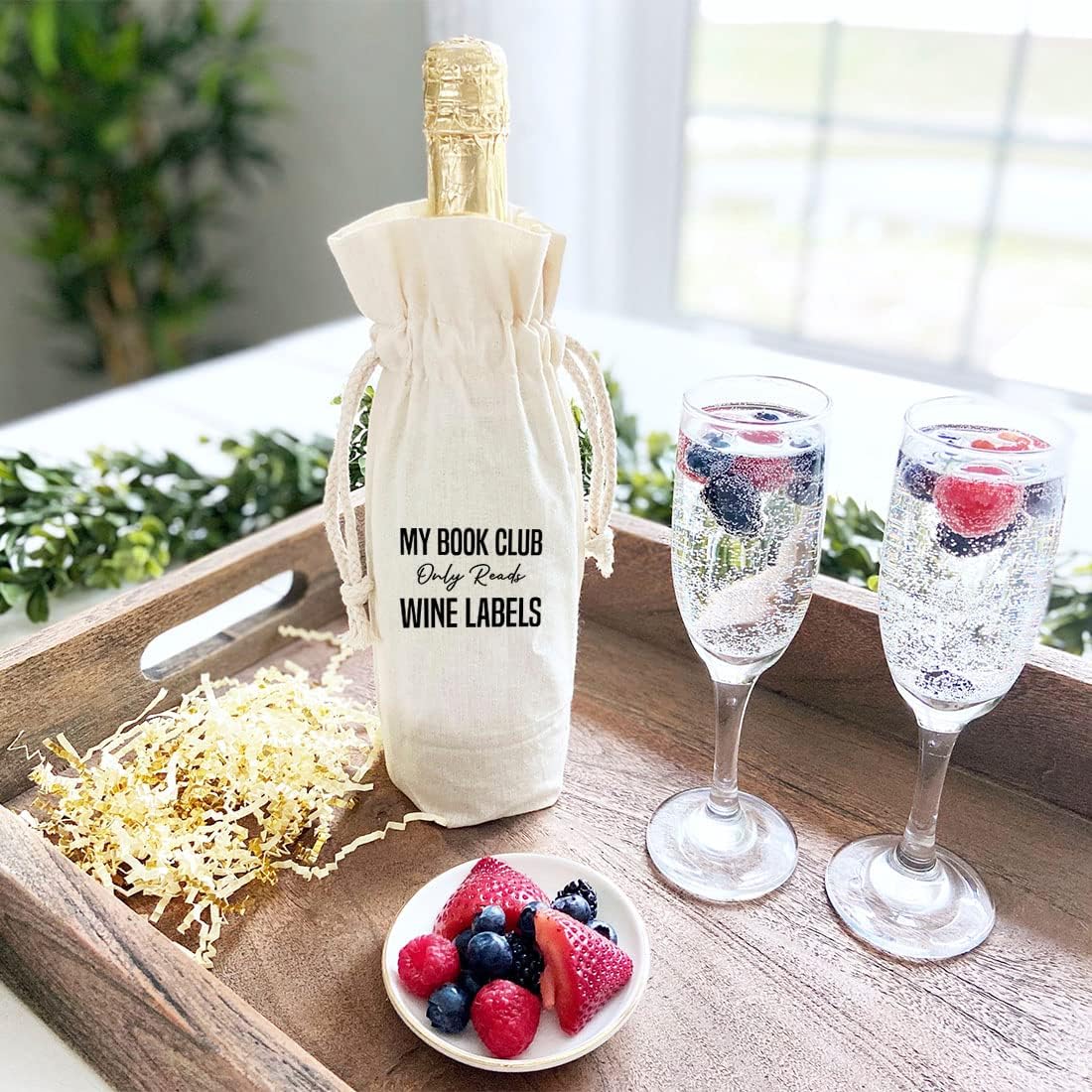 Andaz Press Mothers Day Wine Bag, My Book Club Only Reads, Mothers Day Wine Bottle Cover, Mother's Day Gifts, Canvas Wine Gift Bag Champagne Bottle Bag Wine Bags For Wine Bottles Gifts 1-Pack