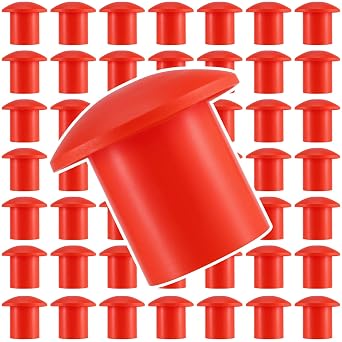 MANCHAP 50 Red Plastic Mushroom Rebar Safety Caps, Fits Rebar Stake Size 0.4" to 1.12"